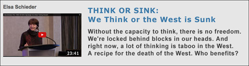Elsa Schieder, PhD. Think or Sink: We Think or the West SInks