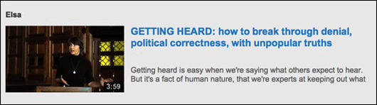 Elsa, PhD, Speaker. Youtube Video on Getting Heard